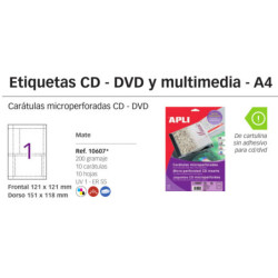 ETIQUETAS APLI I/L/C A-4 CARATULA CD 10H 10607