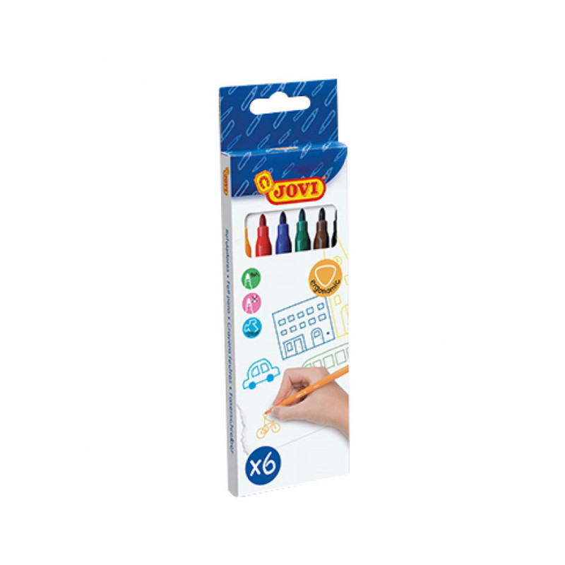 ROTULADOR JOVI ERGONOMIC 6 COLORES PUNTA REDONDA REF 1606