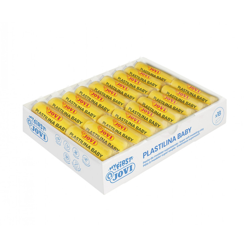 PLASTILINA JOVI BABY CAJA UNICOLOR 18 PASTILLAS COLOR AMARILLO 370/02