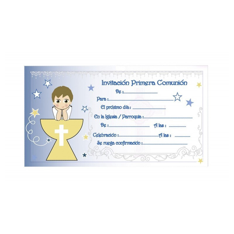TARJETA INVITACION COMUNION ARGU NIÑO CALIZ AZUL 40027 ^