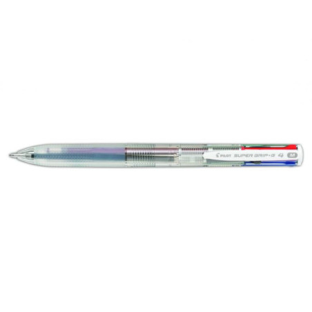 BOLIGRAFO PILOT SUPER GRIP G-4 COLORES CARCASA TRANSPARENTE BPKGG-35M-NC UNIDAD (12)