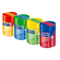SACAPUNTAS STAEDTLER DEPOSITO PLASTICO DOBLE COLORES SURTIDOS 512 006 C/10U