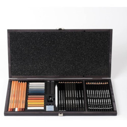 SET DIBUJO LYRA REMBRANDT MONOCROMO + LAPIZ PASTEL CAJA MADERA 47 PZS 2054001 FILA