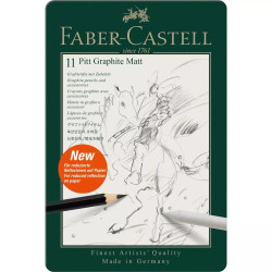 LAPIZ FABER-CASTELL PITT GRAFITO MATE  CAJA METAL 8 LAPICES GRADUADOS HB -14B + ACCESORIOS 115220