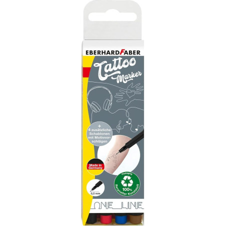 MARCADOR TATUAJE EBERHARD FABER ONE LINE  FINELINER 4 COLORES 559505
