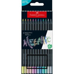 LAPIZ FABER-CASTEL BLACK EDITION METALIZADO 12 COLORES ESTUCHE CARTON 116415