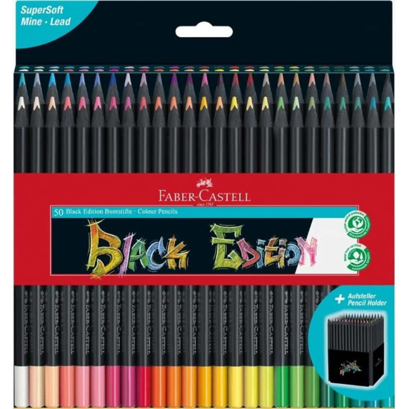 LAPIZ FABER-CASTEL BLACK EDITION 50 COLORES ESTUCHE CARTON 116450