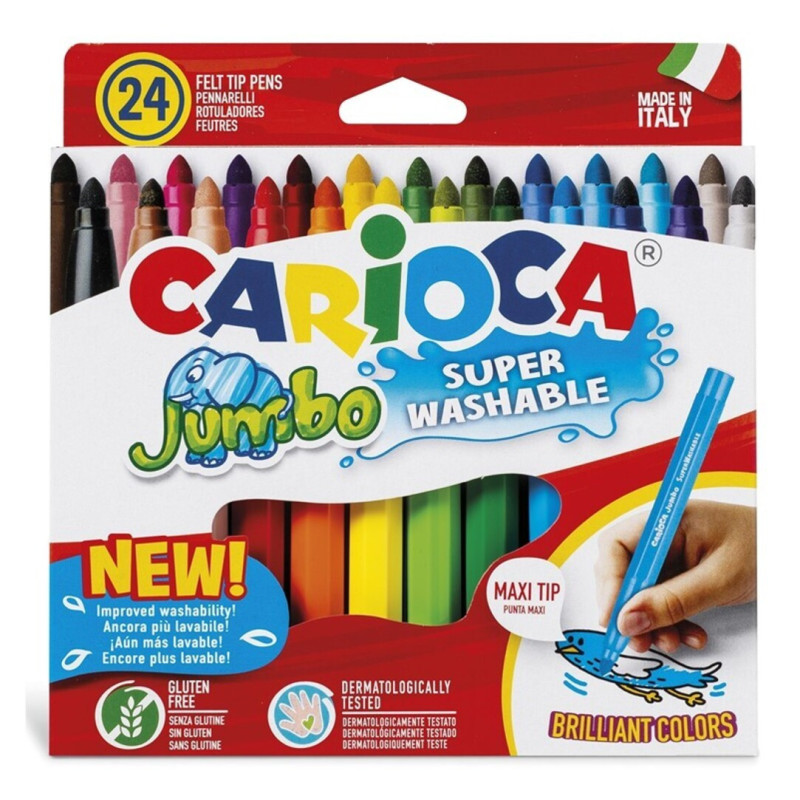 ROTULADOR CARIOCA JUMBO CARTON 24 COLORES SURTIDOS 40570 UNIDAD