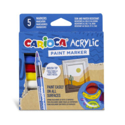 MARCADOR ACRILICO CARIOCA BLISTER 5 COLORES PUNTA PINCEL 45280