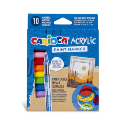 MARCADOR ACRILICO CARIOCA BLISTER 10 COLORES PUNTA PINCEL 45281