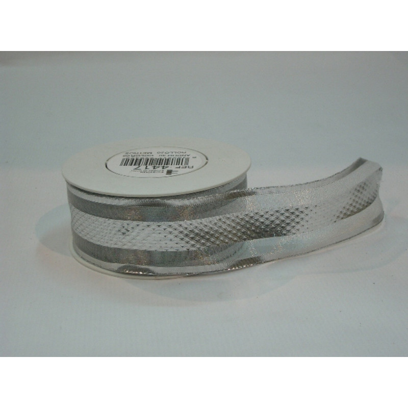 CINTA REGALO SEDA CARAT PLATA 40MM 20M 4417 ^