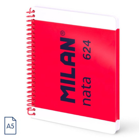 CUADERNO EUROPEAN MILAN A5 PAPEL CUADRO 5*5 80HOJAS DE 95G NATA 624 ROSA 57053E80P