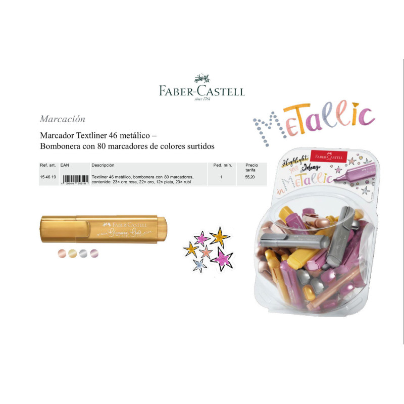 MARCD.FLUOR FABER-CASTELL TEXTLINER 1546 METAL PECERA EXPOSITOR 80U 154619