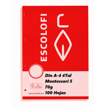 RECAMBIO ESCOLOFI A4  4TAL 100H MONTESORI 5MM 110036904