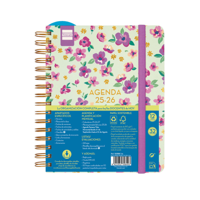 AGENDA ESCOLAR FINOCAM25 MAGIS.DESIGN 1/4 SVH 25-26 LILAC+ 4º - 155X212 MM 533580326