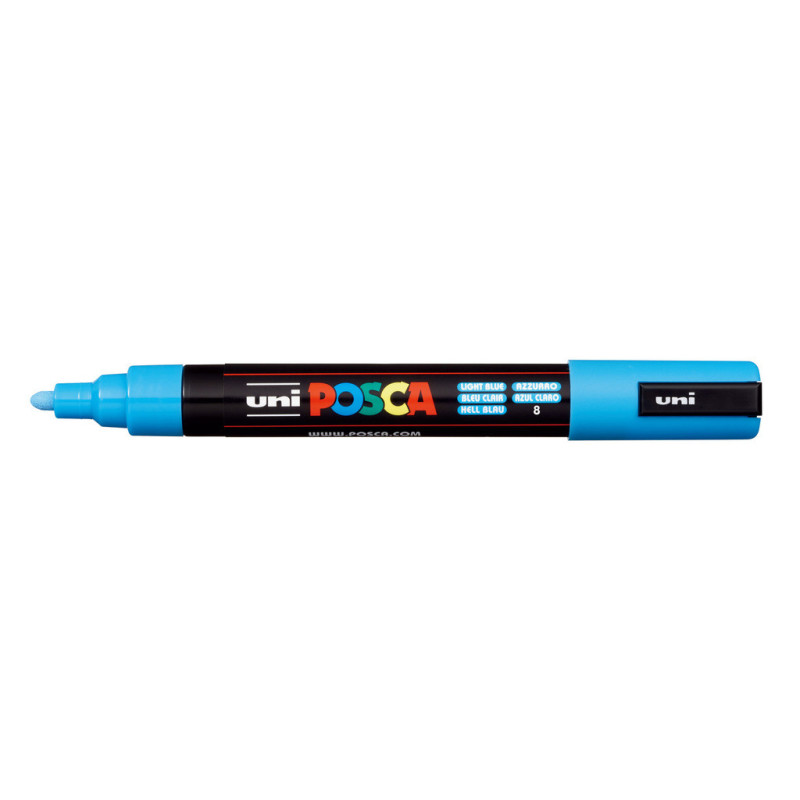 MARCADOR UNI-BALL POSCA PC-5M PUNTA REDONDA 1,8-2,5MM AZUL CLARO -8-