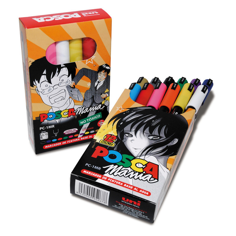 MARCADOR UNI-BALL POSCA PC-1MR/12C PUNTA EXTRA FINA 0,7MM SURTIDO CAJA CARTON C/12U