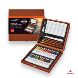 ACRILICOS EN ESTUCHE MADERA ALEX BOG 34 COLORES TUBOS 12ML PROFESSIONAL AB-0121