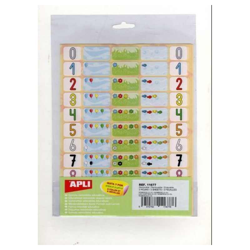 ETIQUETAS APLI GOMETS NUMEROS 1-10 3H REF.11677 ^