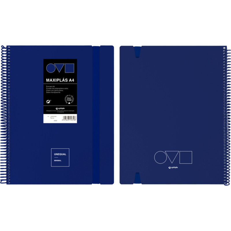 FOAM. MAXIPLÁS 40 FUNDAS UNEQUAL MINIMAL AZUL A4 AZUL GRAFOPLAS24 39224230 (MIN 2U)