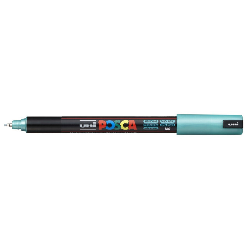 MARCADOR UNI-BALL POSCA PC-1MR PUNTA EXTRA FINA 0,7MM VERDE METALICO -M6-