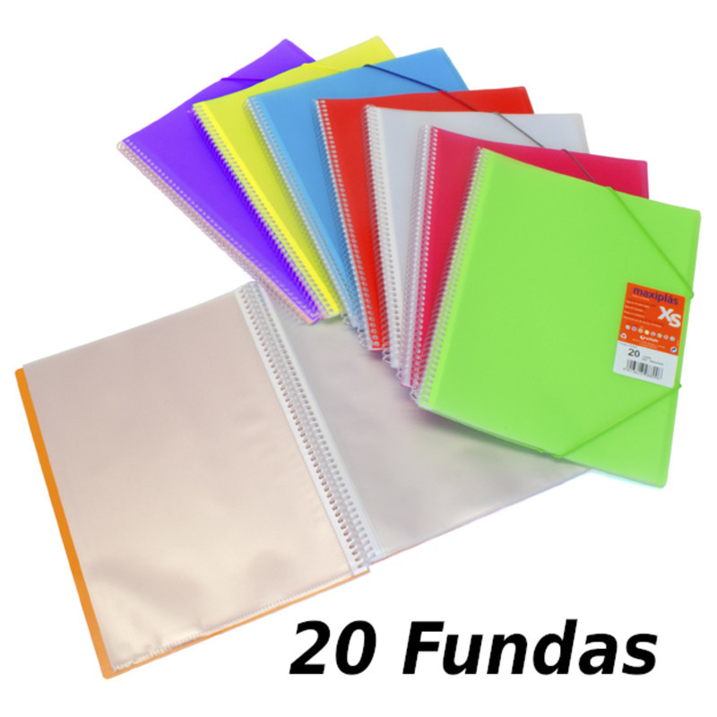 CARPETA ESCAPARATE A4 MAXIPLAS XS C/GOMA 20F SURTIDA 39892299 GRAFOPLAS