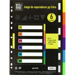 SEPARADOR A4 PP 500 MICRAS GRAFOPLAS 6 PESTAÑAS COLORES FLUOR 41262400