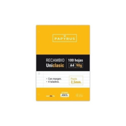 RECAMBIO PAPYRUS UNICLASIC A4 90G PAUTA 2,5 MARGEN PTE 100H 53391600 GRAFOPLAS