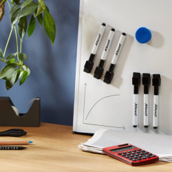 ROTULADOR NOBO PIZARRA BLANCA ECONOMICA C/BORRADOR BLISTER 6U NEGRO 2104184