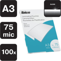 FUNDA PLASTIFICAR 297*420 A-3  75M ACABADO BRILLO C/100U IBICO 627319 ESSELTE
