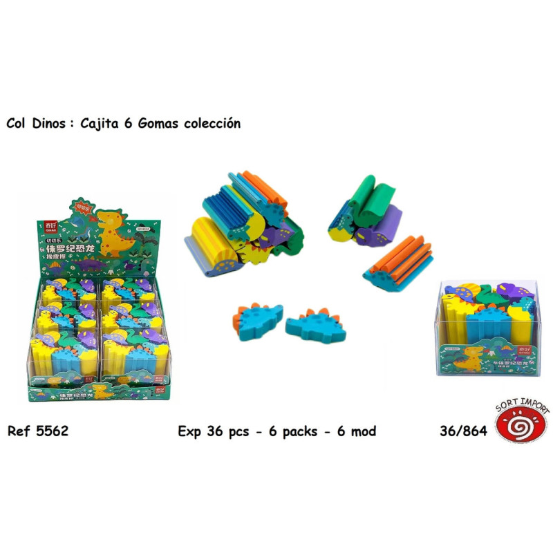 BORRADOR SORT DECORADO SERIE DINOSAURIOS BLISTER 6U 5562 (36)