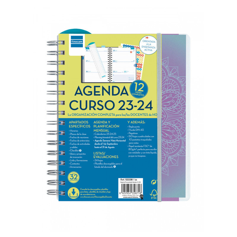 AGENDA ESCOLAR FINOCAM23  MAGISTRAL PERSONALIZABLE SVH 23-24 MANDALA+ 4º - 155*212 533380124