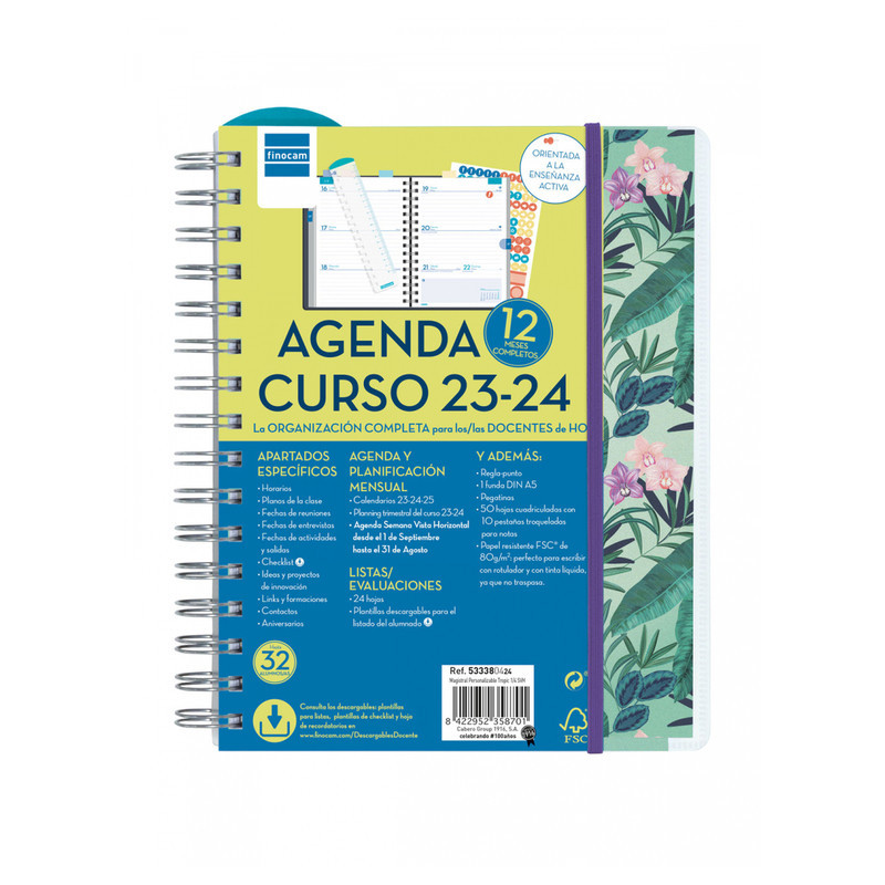 AGENDA ESCOLAR FINOCAM23  MAGISTRAL PERSONALIZABLE SVH 23-24 TROPIC+ 4º - 155*212 533380424