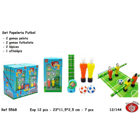 SET PAPELERIA SORT SERIE FUTBOL 2 LAPIZ, 4 GOMAS, 1 AFILALAPIZ 5568 (12)