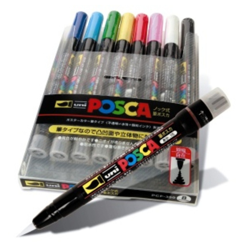 MARCADOR UNI-BALL POSCA PCF-350/10C PUNTA PINCEL SURTIDO 10 COLORES 182634859