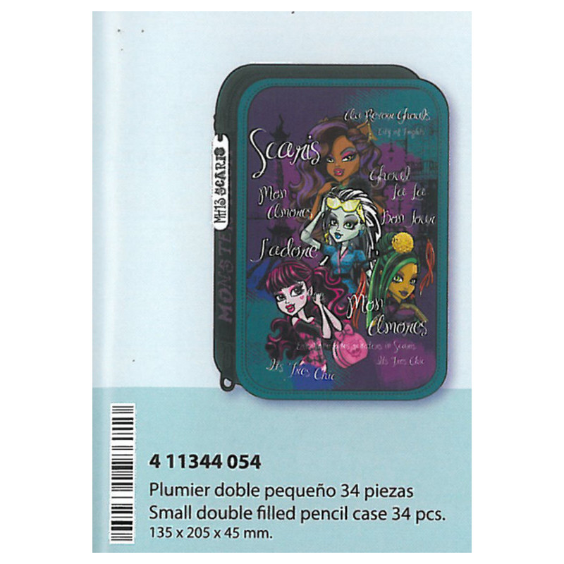 ESTUCHE CREMA SAFTA 13 MONSTER HIGH SCARIS DOBLE PEQUEÑO 411344054 ^