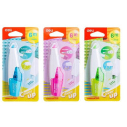 CORRECTOR MAQUINA DELI 5MM*6M 2 COLORES BLISTER C/12U EH21401