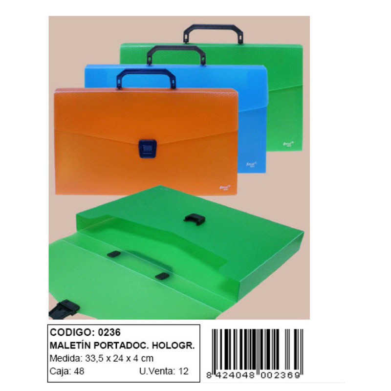 MALETIN FORCEL PLASTICO PP HOLOGRAMA TRANSLUCIDO 0236