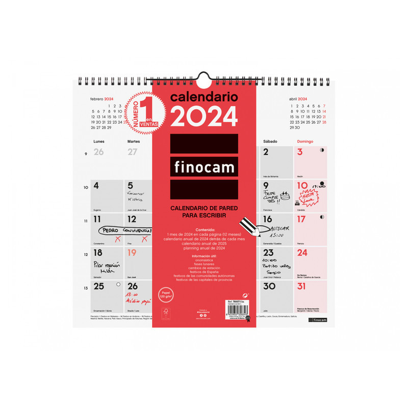 CALENDARIO ANUAL FINOCAM24 PARED ESCRIBIR L 2024+ L 340*320 780070024