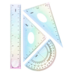 REGLA JUEGO DELI MINI 15CM 4 PZAS REGLA CON LUPA EH652 UNIDAD