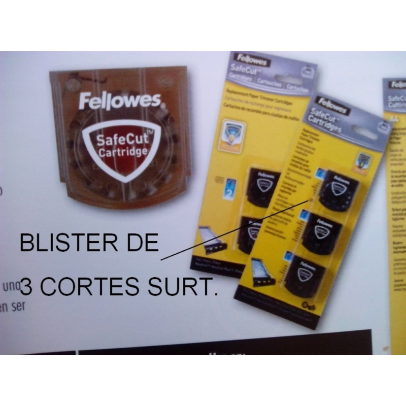 CUCHILLA FELLOWES FUSION REPUESTO BLISTER 3U SURTIDAS 54113