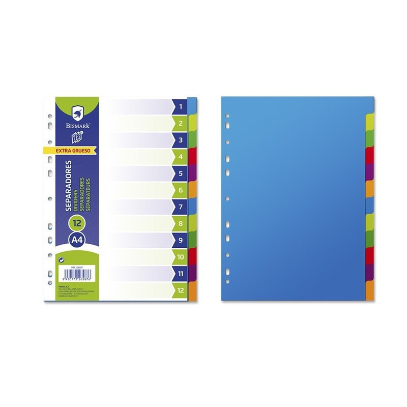 SEPARADOR A-4 PP RIGIDO 12 POSICIONES POESSA 326587 UNIDAD
