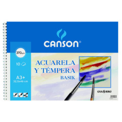 BLOC DIBUJO CANSON BASIK ACUARELA 370G A-3 ESPIRAL 10H 200400697