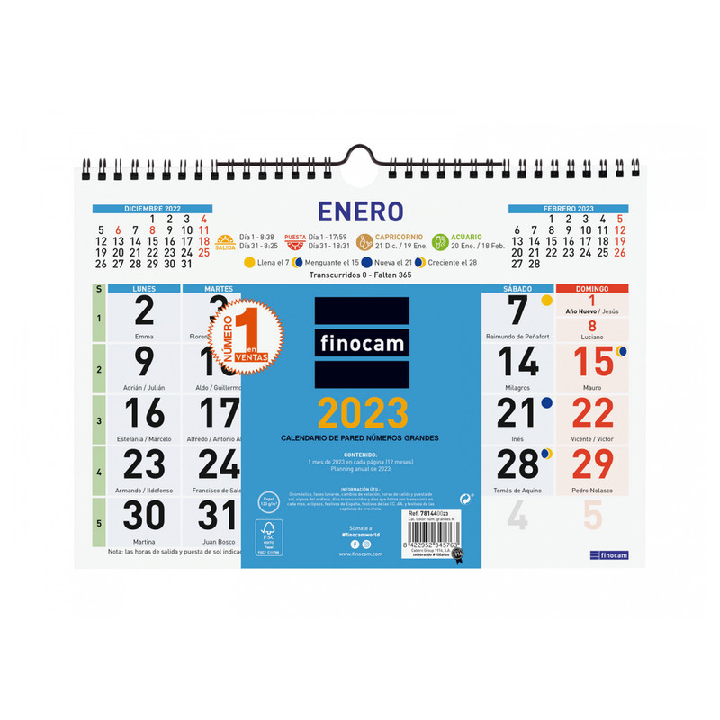 CALENDARIO PARED COLOR NG M 30X21 2023+ 300*210 781440023 FINOCAM23