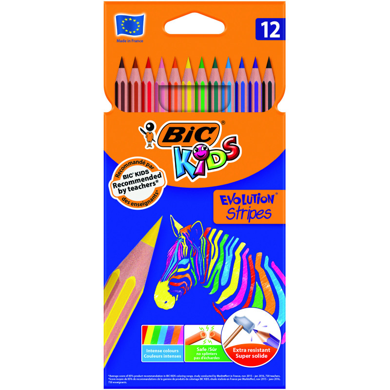 LAPICEROS COLOR EVOLUTION STRIPES 12U BIC