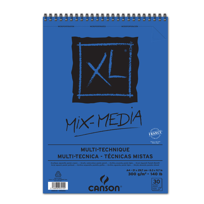 BLOC DIBUJO CANSON XL ESPIRAL MIX MEDIA 300G A-4 BLOC 30H 200807215