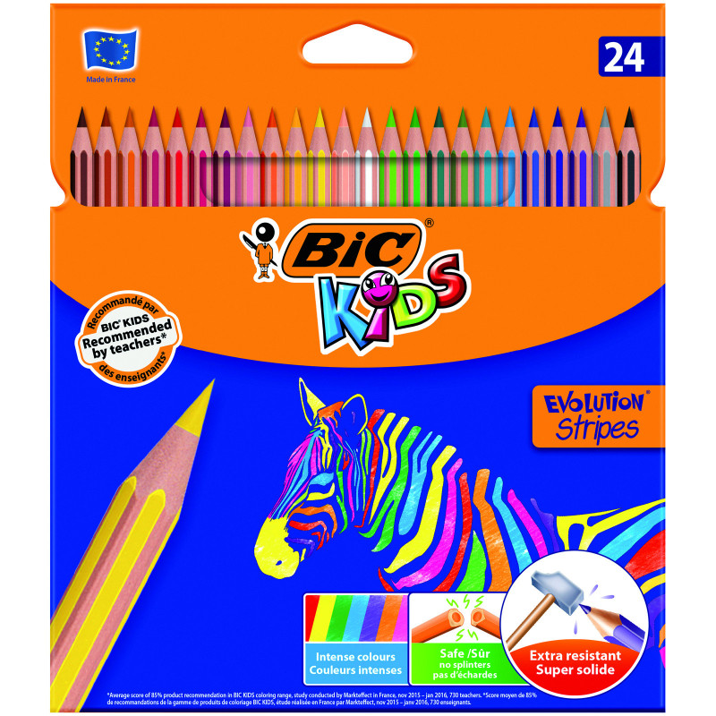 LAPICEROS COLOR EVOLUTION STRIPES 24U BIC