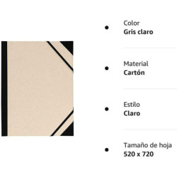 CARPETA DIBUJO GOMAS CANSON CARTON GRIS C/CANTONERAS C200003134 52*72