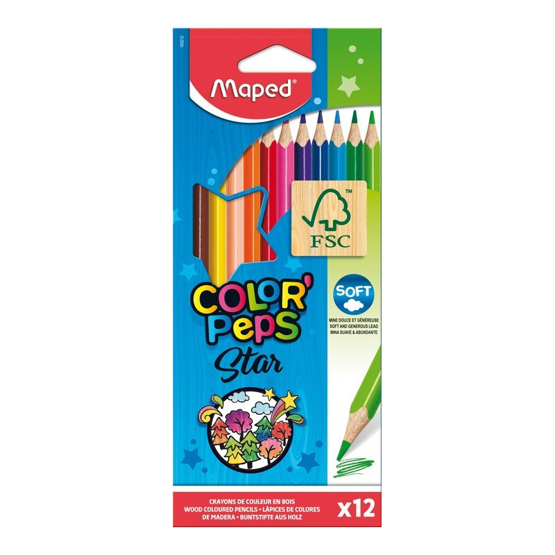 LAPICEROS COLOR COLOR'PEPS CJ.12UDS  MADERA FSC MAPED 183212FC