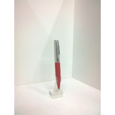 BOLIGRAFO INOXCROM MINI NAKED PLATA ROJO BRILLO ^